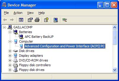 Device Manager showing ACPI