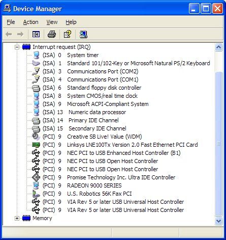 Device Manager IRQs