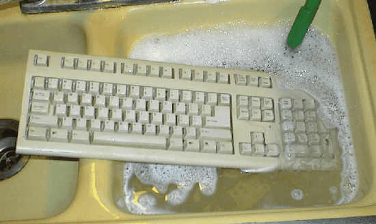 Keyboard dunked in sudsy water