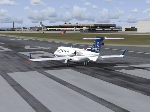 The Lear departs SeaTac, the new default airport. (Meigs Field is still available in this version)