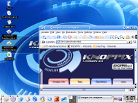 Knoppix Linux KDE Desktop (click for larger image)
